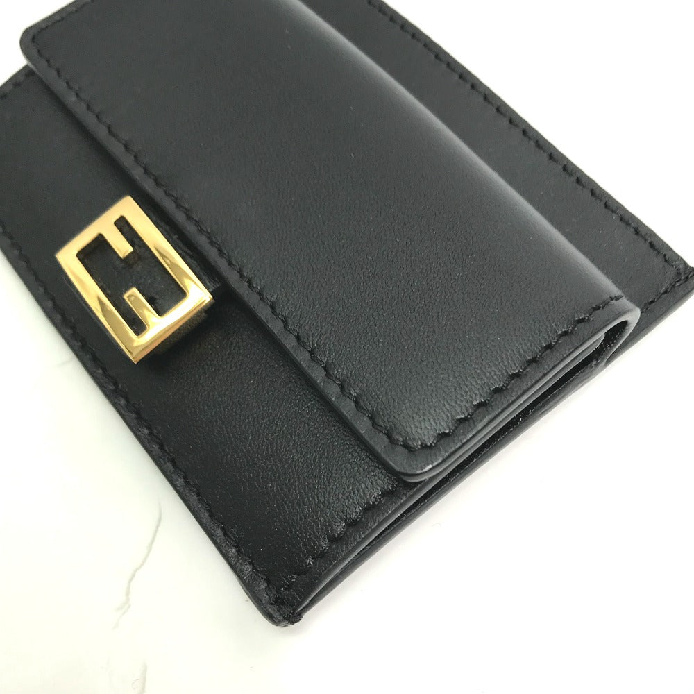 FENDI Coin case 8M0423 leather black baguette card holder Women
