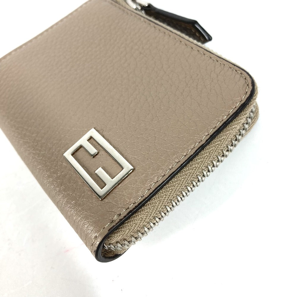 FENDI Coin case 7M0330 leather Beige type Fragment case Wallet logo mens