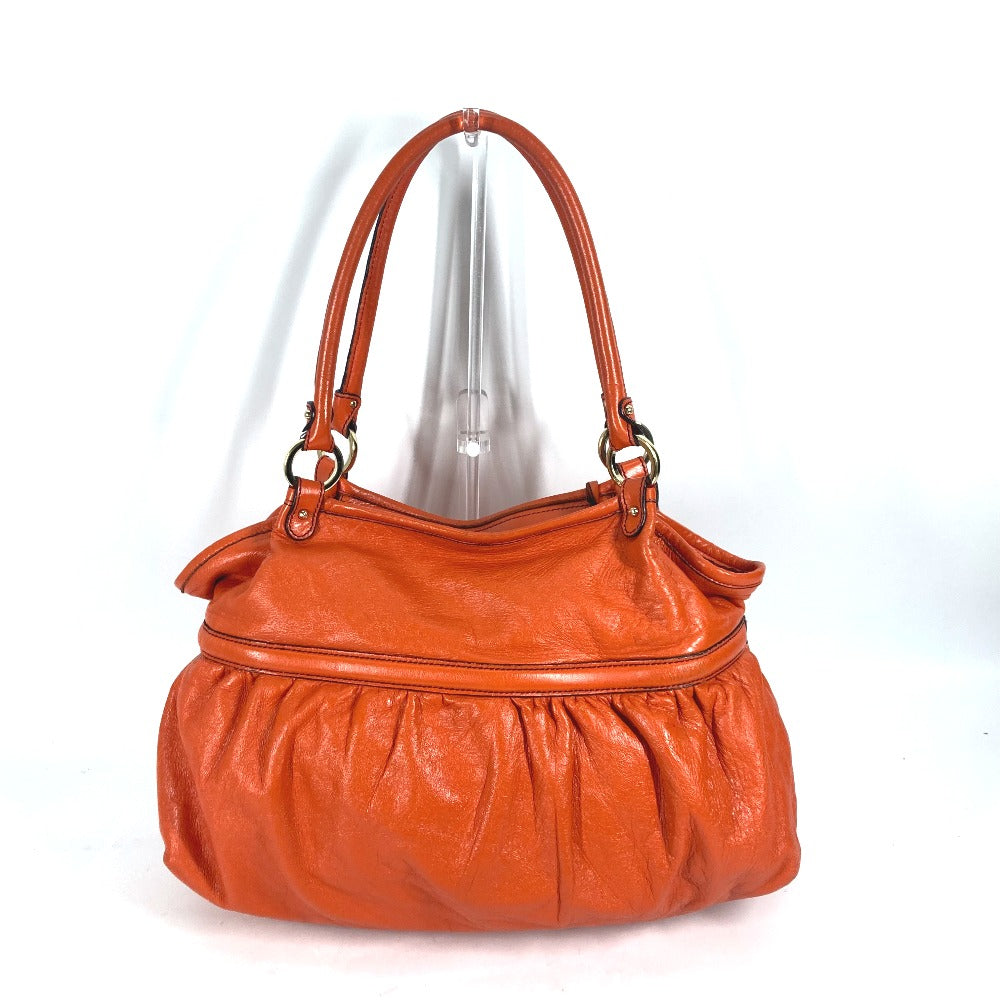 FENDI Tote Bag leather Orange shoulder bag logo Women