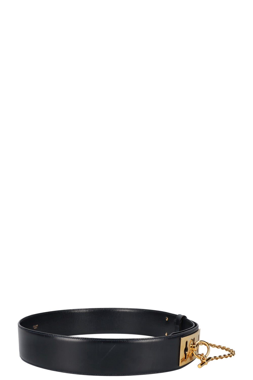 CELINE Belt leather Navy and Chain