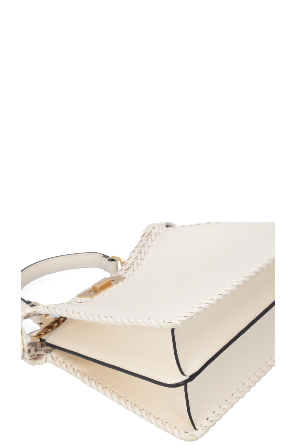 FENDI Peekaboo ISeeU Woven Handbag Cream