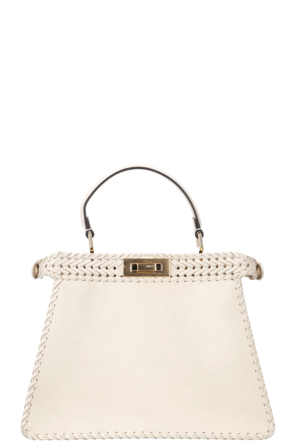 FENDI Peekaboo ISeeU Woven Handbag Cream