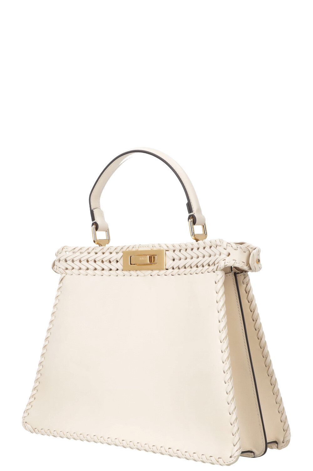 FENDI Peekaboo ISeeU Woven Handbag Cream