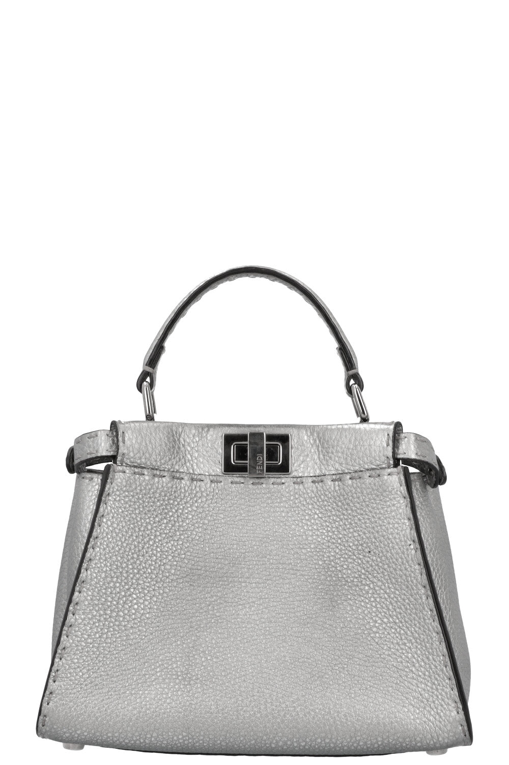 FENDI Peekaboo Bag Mini Leather Silver