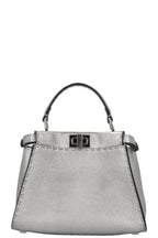 FENDI Peekaboo Bag Mini Leather Silver