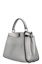 FENDI Peekaboo Bag Mini Leather Silver