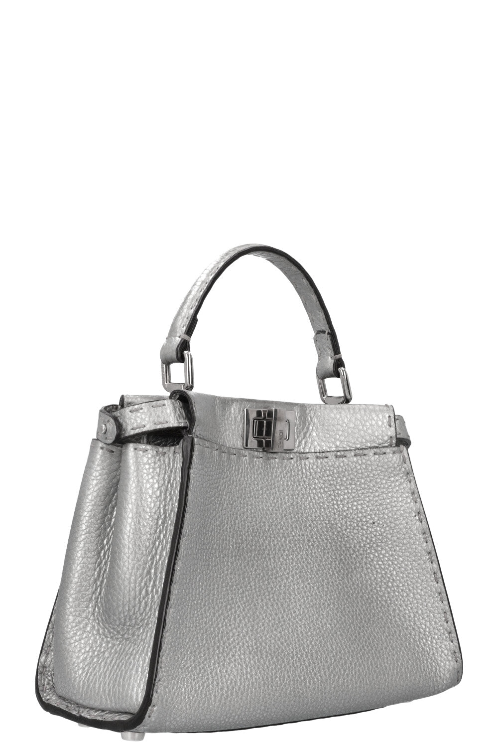 FENDI Peekaboo Bag Mini Leather Silver