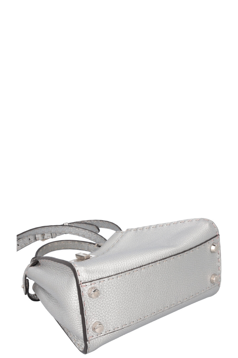 FENDI Peekaboo Bag Mini Leather Silver