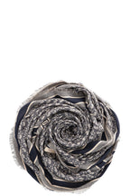 CHRISTIAN DIOR Oblique 140 Shawl Blue Silk Wool