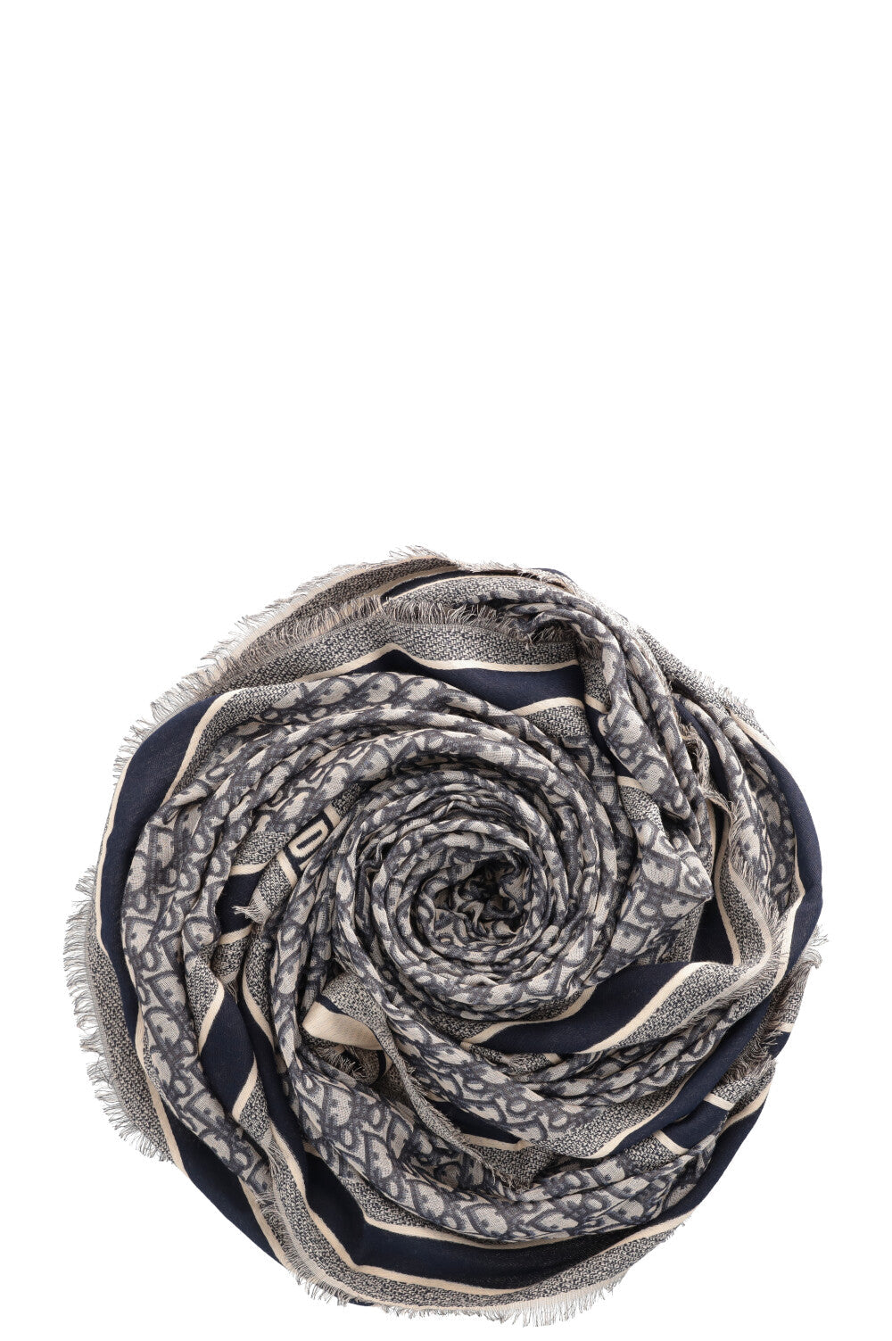 CHRISTIAN DIOR Oblique 140 Shawl Blue Silk Wool