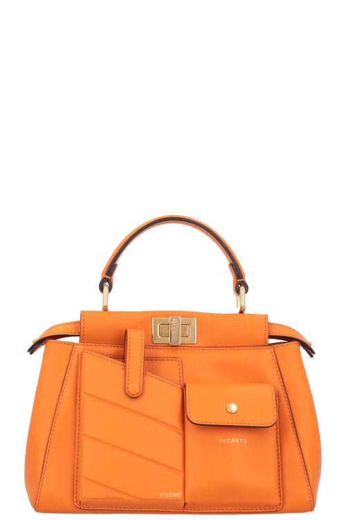 FENDI Mini Peekaboo Pocket Leather Orange