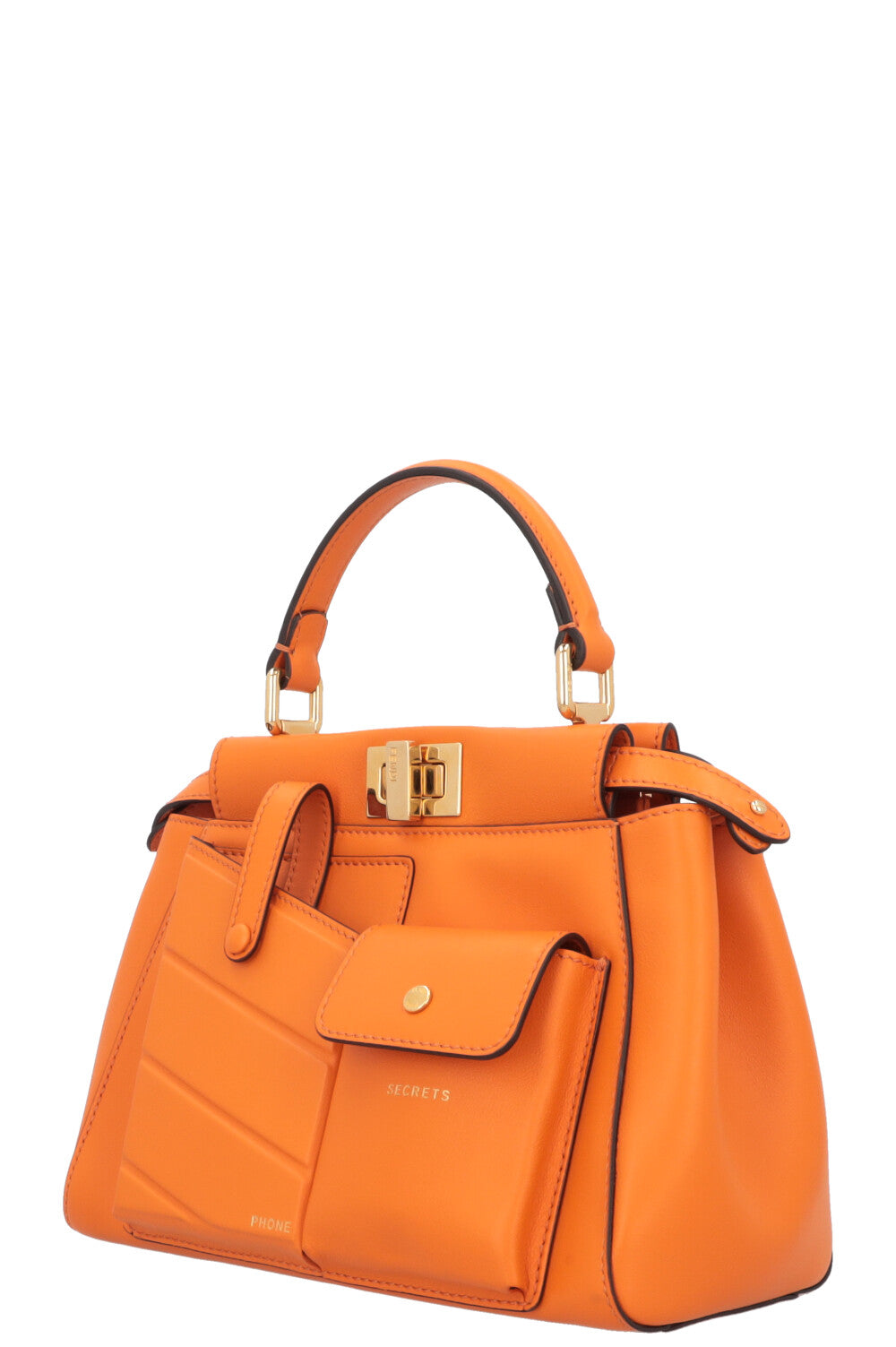 FENDI Mini Peekaboo Pocket Leather Orange