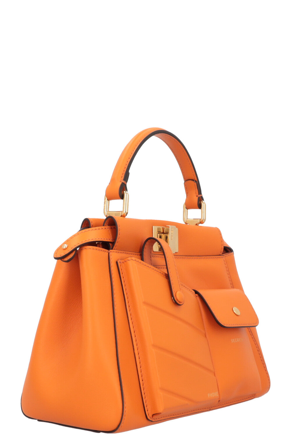 FENDI Mini Peekaboo Pocket Leather Orange
