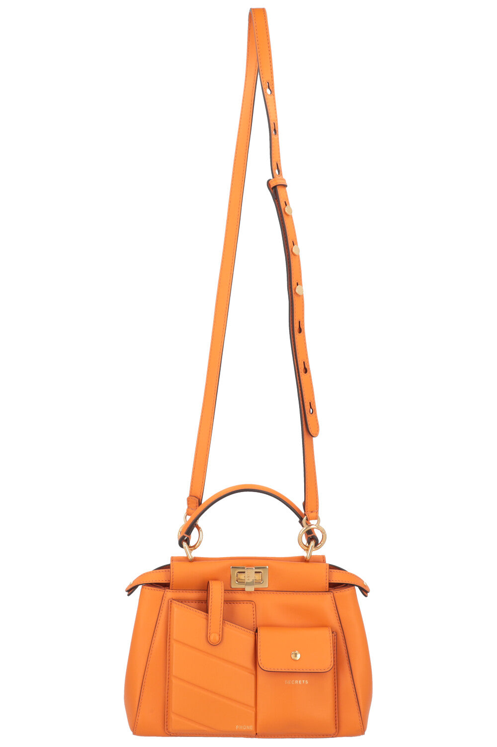 FENDI Mini Peekaboo Pocket Leather Orange
