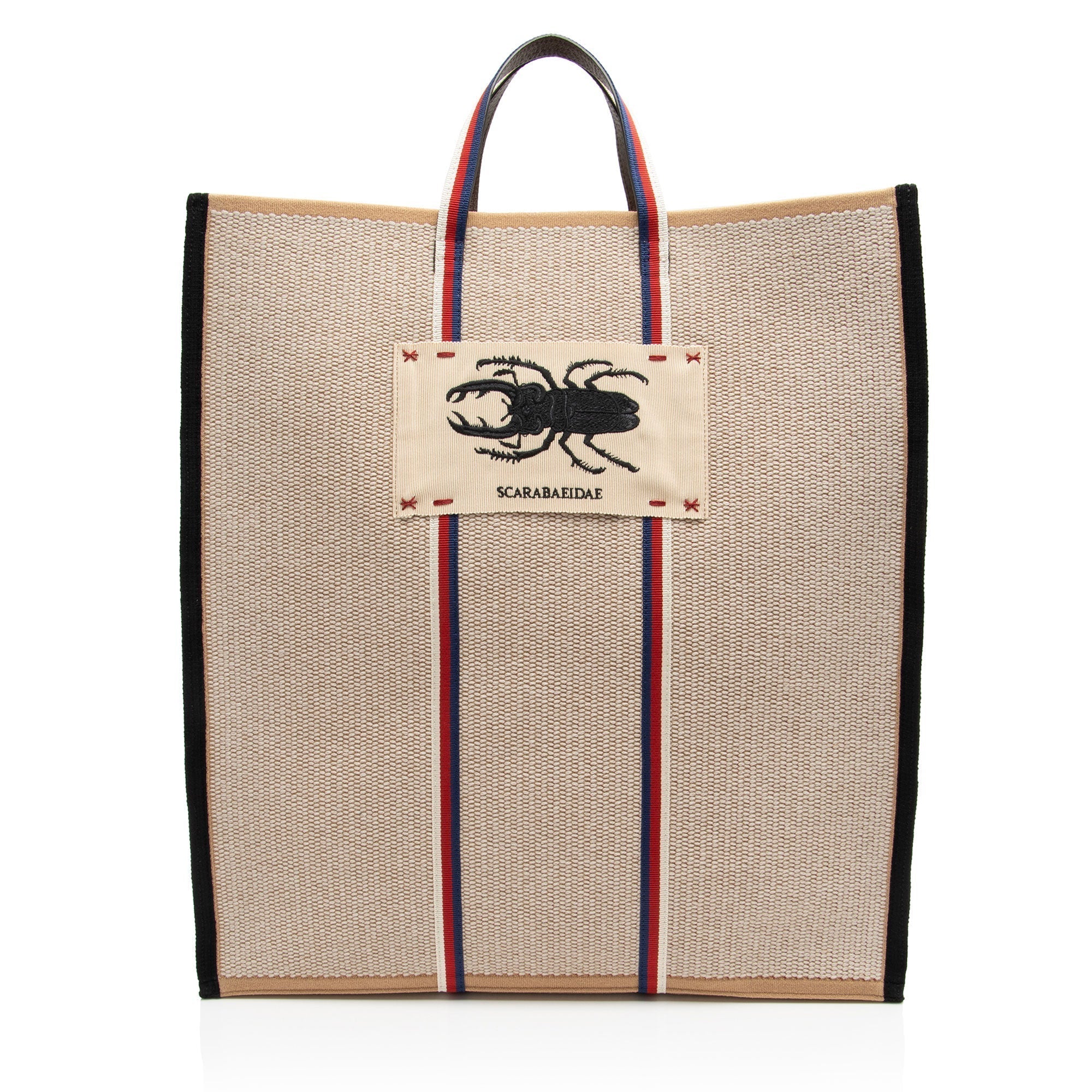 Gucci Canvas Embroidered Floral Vertical Tote (SHF-tGiQY1)