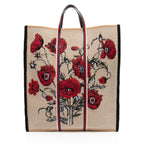 Gucci Canvas Embroidered Floral Vertical Tote (SHF-tGiQY1)