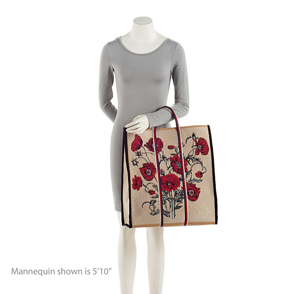 Gucci Canvas Embroidered Floral Vertical Tote (SHF-tGiQY1)