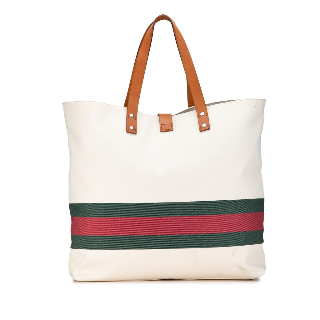 Gucci Canvas Web Tote (SHG-Wgx5wH)