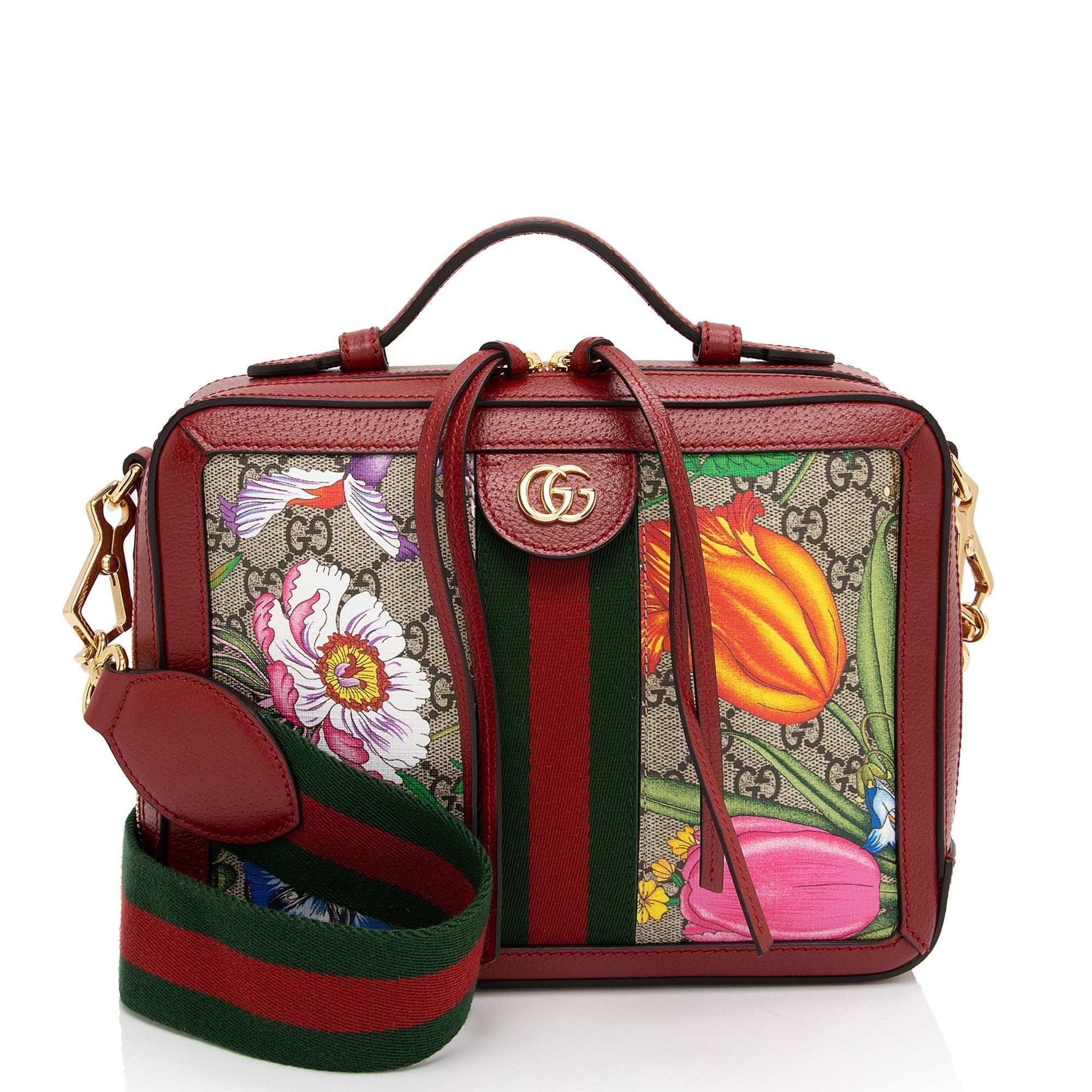 Gucci GG Supreme Flora Ophidia Small Top Handle (SHF-jxYwnJ)