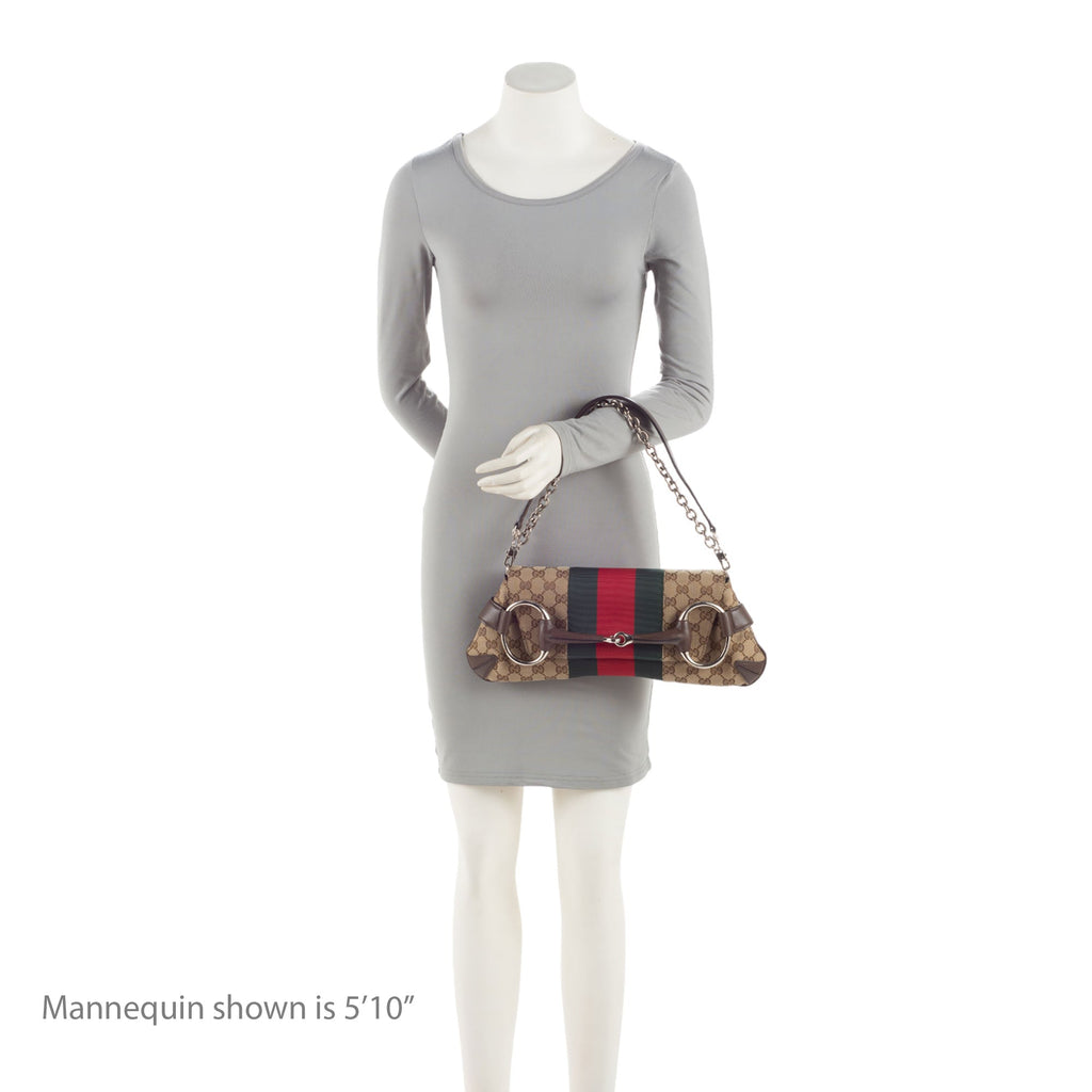 Gucci GG Supreme Horsebit Web Chain Shoulder Bag (SHF-lQWg6i)