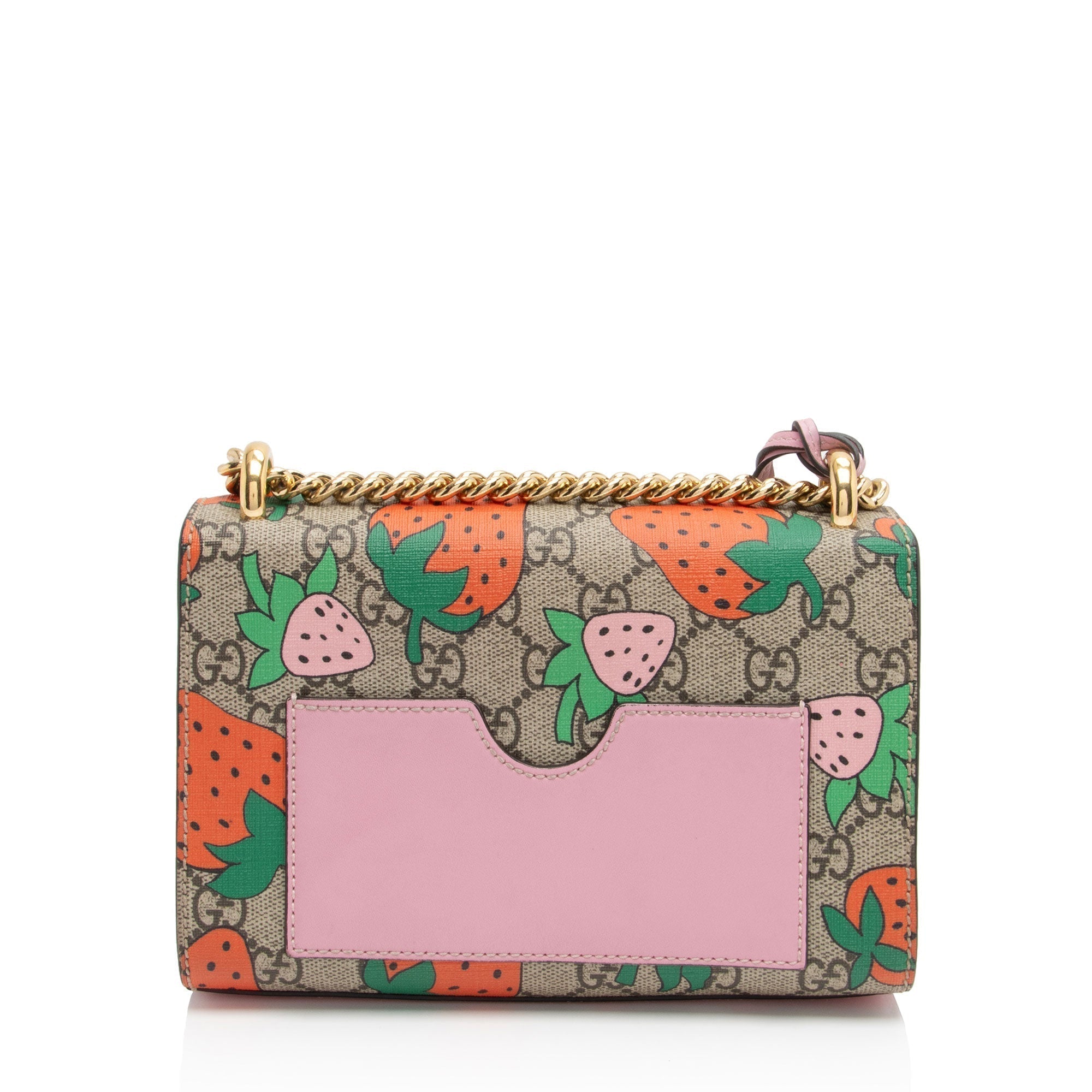 Gucci GG Supreme Strawberry Padlock Small Shoulder Bag (SHF-fvXtPX)