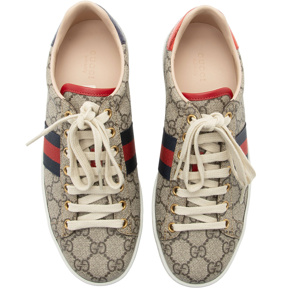 Gucci GG Supreme Web Ace Sneakers - Size 8 / 38 (SHF-XvU2I0)