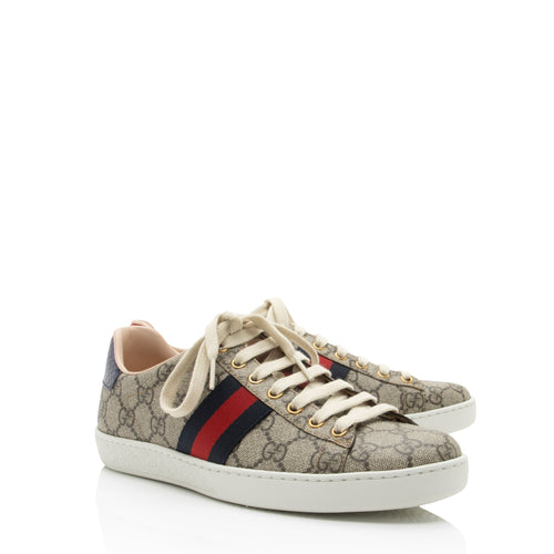 Gucci GG Supreme Web Ace Sneakers - Size 8 / 38 (SHF-XvU2I0)