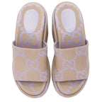 Gucci Jumbo GG Canvas Platform Wedge Slides - Size 7 / 37 (SHF-th537h)