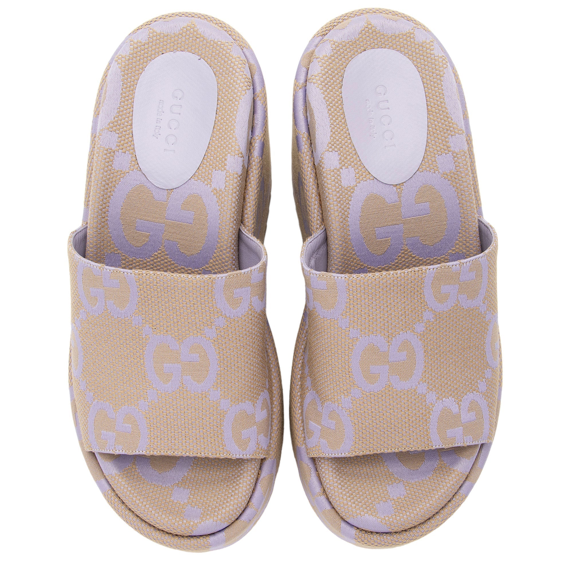 Gucci Jumbo GG Canvas Platform Wedge Slides - Size 7 / 37 (SHF-th537h)