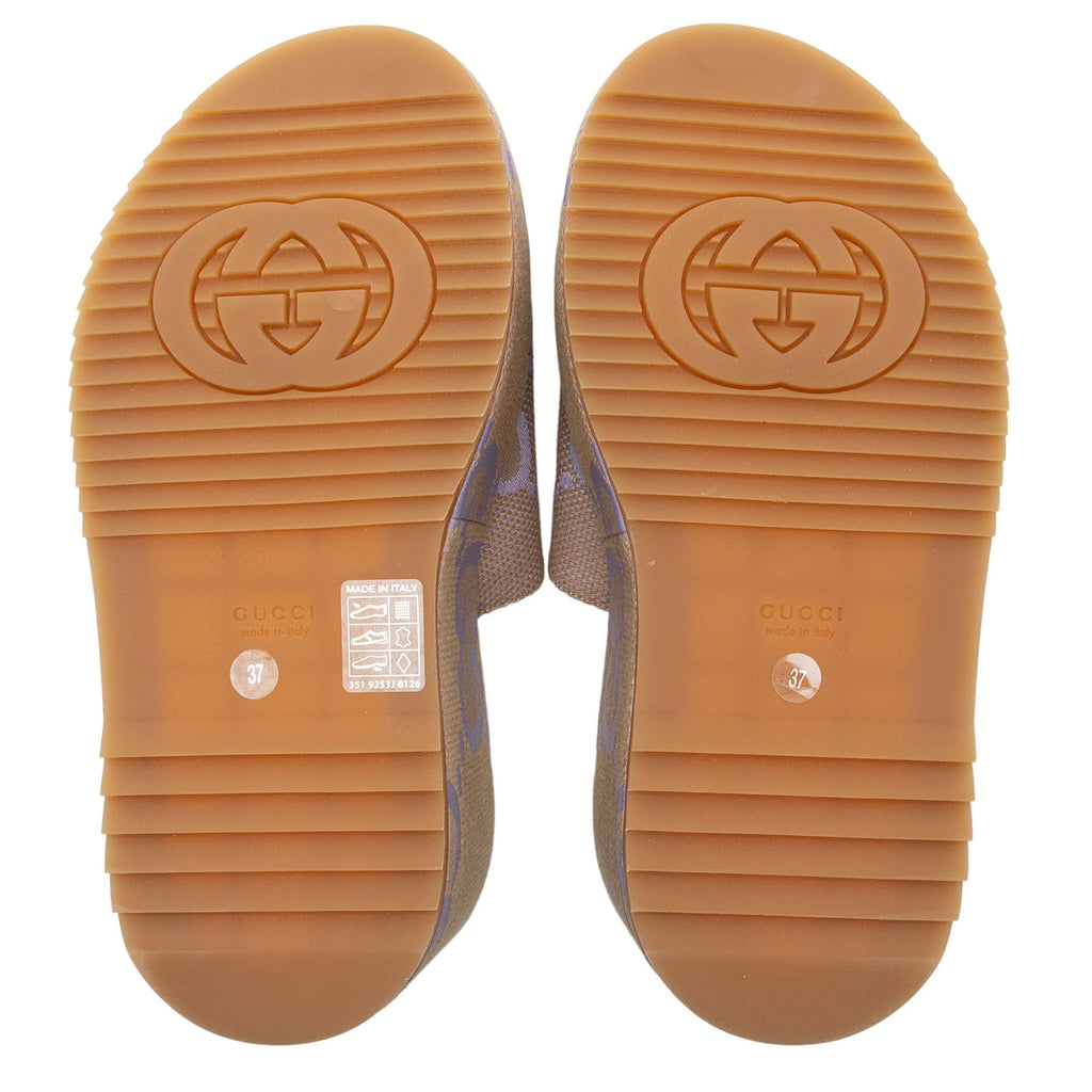 Gucci Jumbo GG Canvas Platform Wedge Slides - Size 7 / 37 (SHF-th537h)