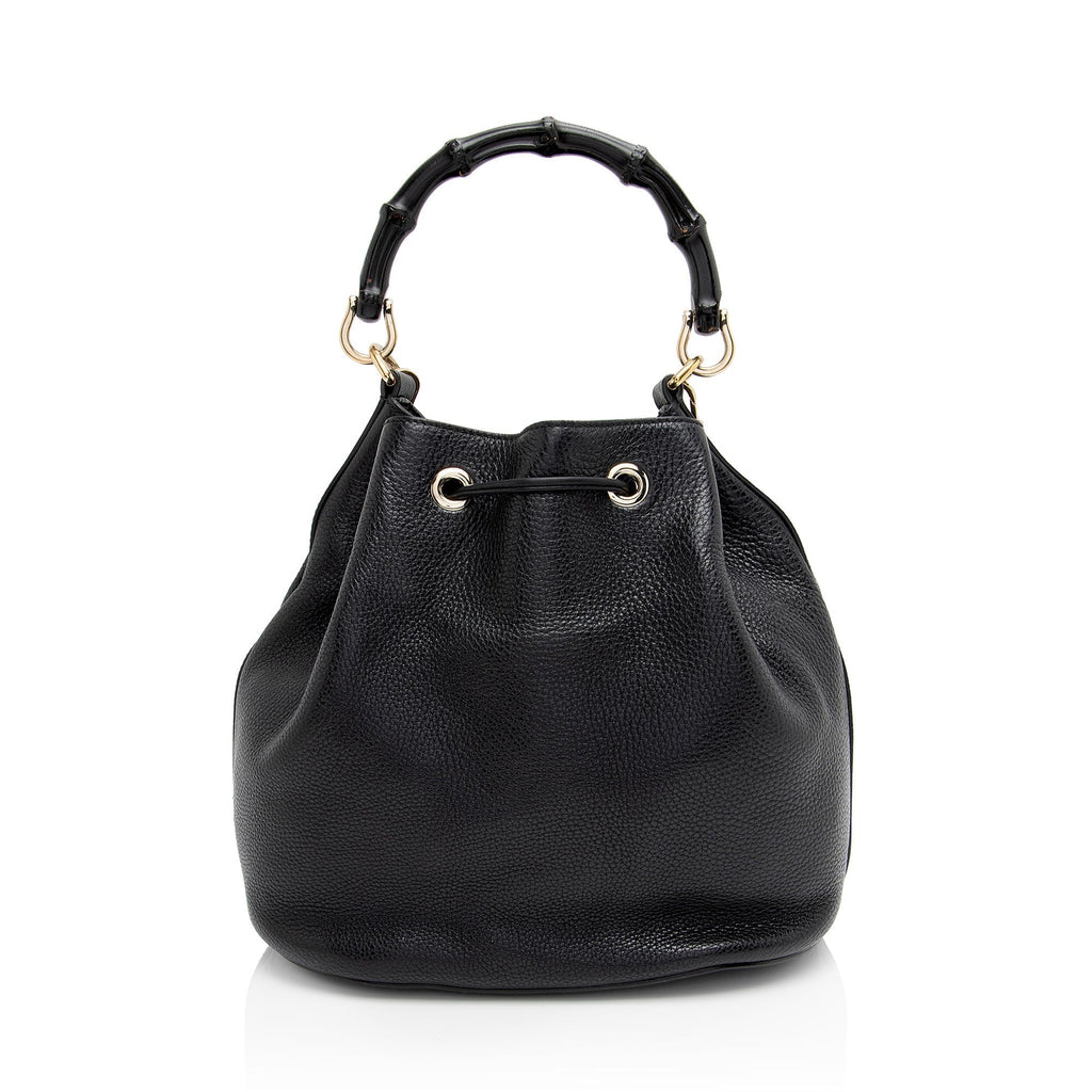 Gucci Leather Miss Bamboo Bucket Bag (SHF-dfu7GZ)