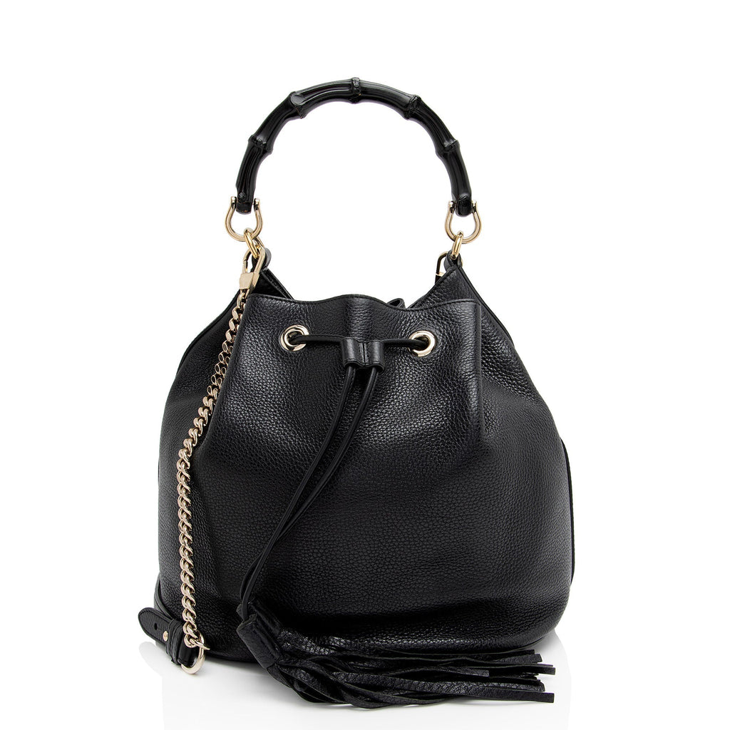 Gucci Leather Miss Bamboo Bucket Bag (SHF-dfu7GZ)