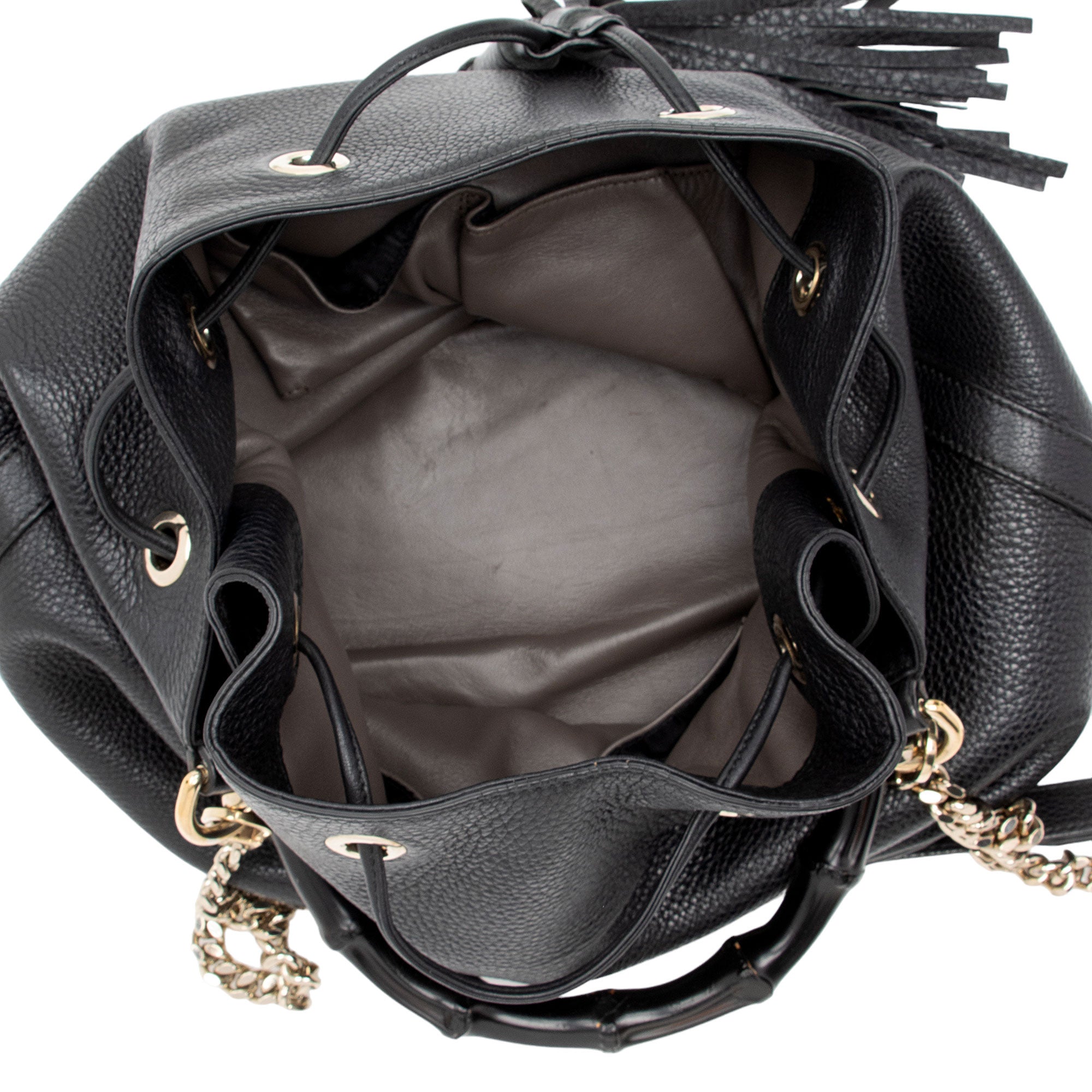 Gucci Leather Miss Bamboo Bucket Bag (SHF-dfu7GZ)