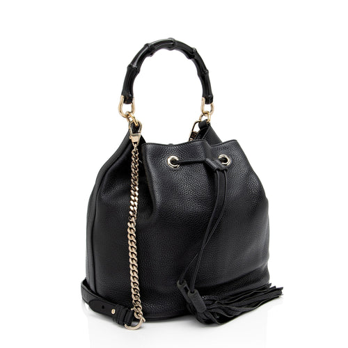 Gucci Leather Miss Bamboo Bucket Bag (SHF-dfu7GZ)