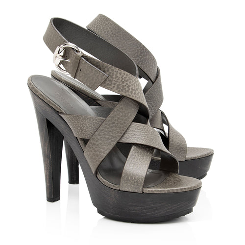 Gucci Leather Old Libeccio Platform Sandals - Size 8 / 38 (SHF-WooTYK)