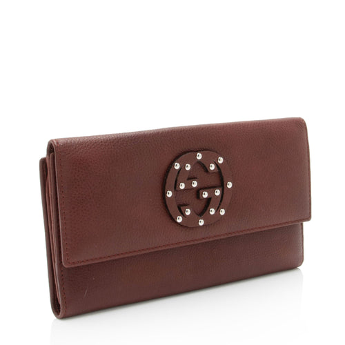 Gucci Leather Studded Soho Continental Wallet (SHF-6ezDwc)