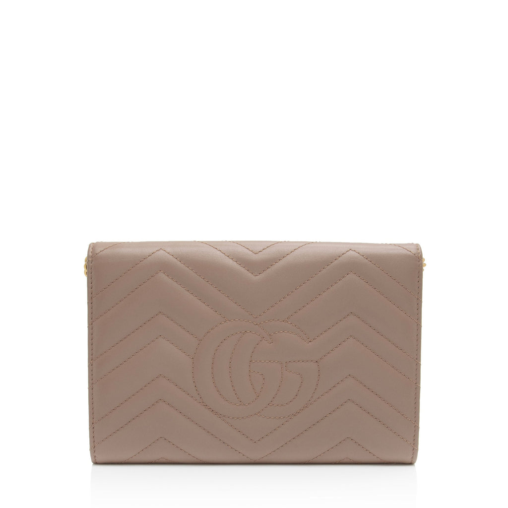 Gucci Matelasse Leather GG Marmont Flap Mini Wallet Bag (SHF-L9tXYx)
