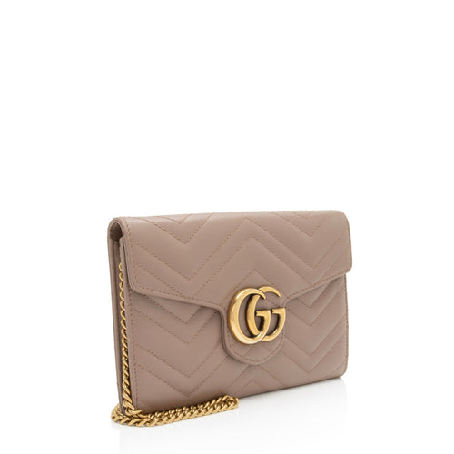 Gucci Matelasse Leather GG Marmont Flap Mini Wallet Bag (SHF-L9tXYx)