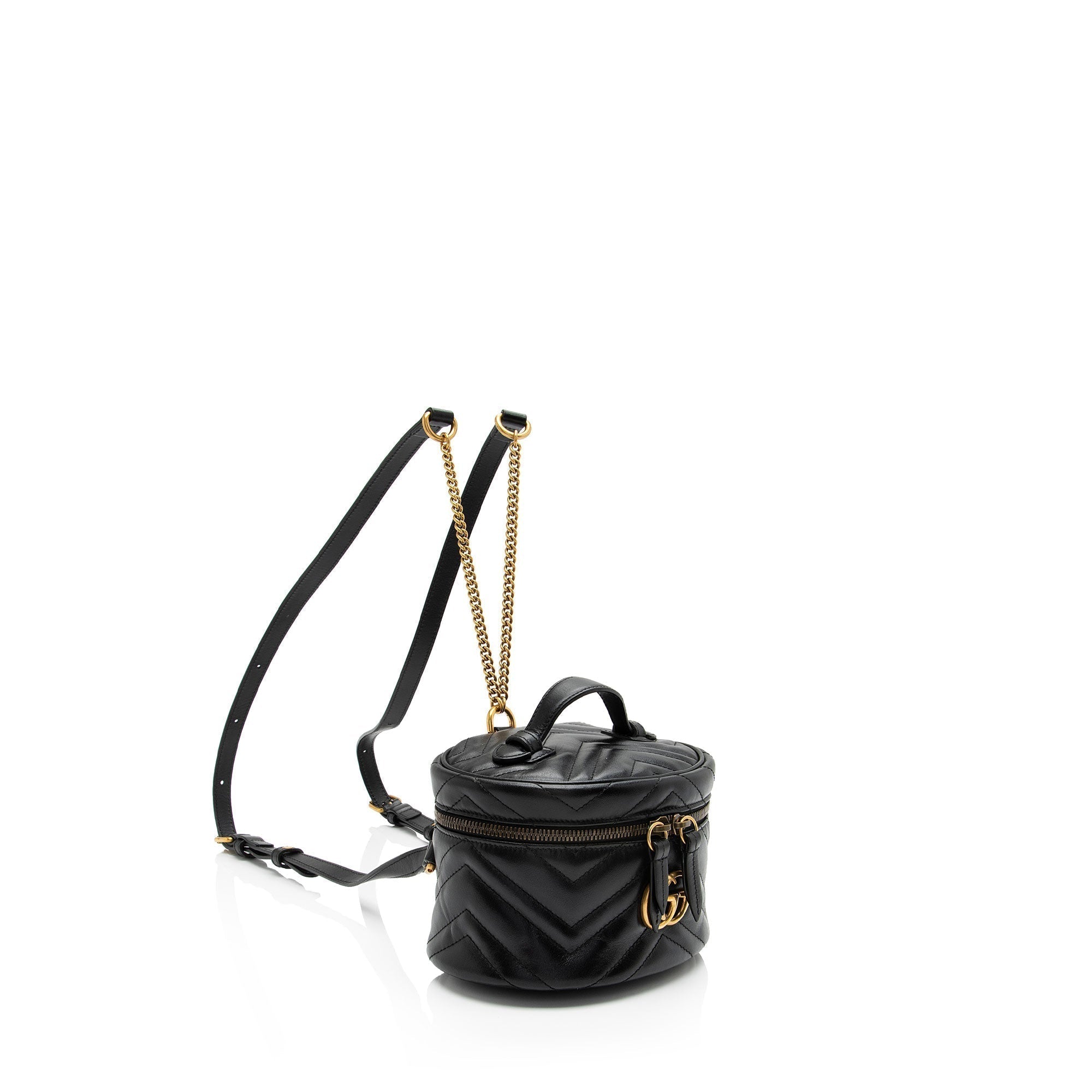 Gucci Matelasse Leather GG Marmont Round Mini Backpack (SHF-tbmiZF)