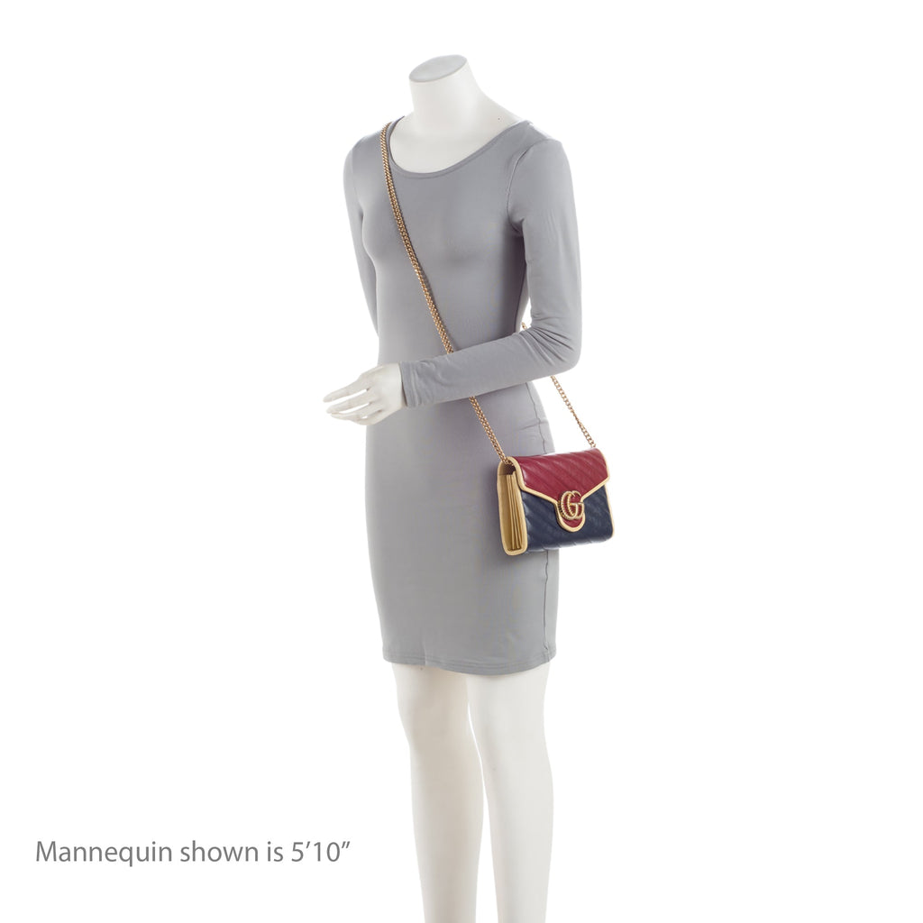 Gucci Matelasse Leather Torchon GG Marmont Mini Chain Bag (SHF-9uADNd)