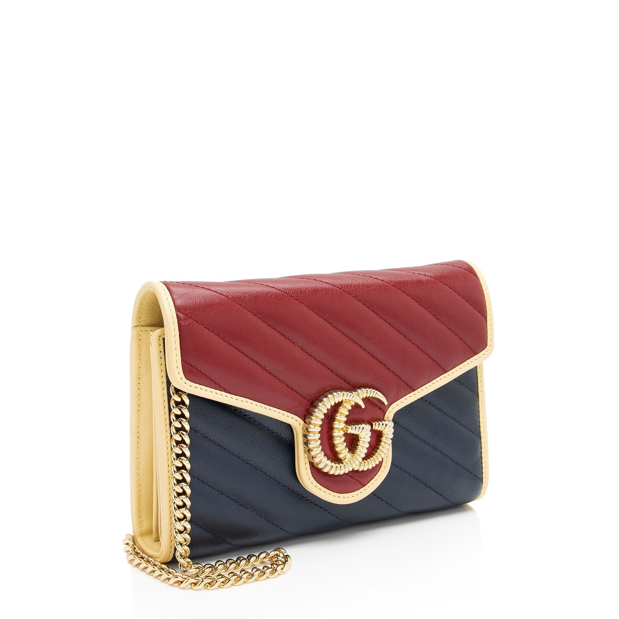 Gucci Matelasse Leather Torchon GG Marmont Mini Chain Bag (SHF-9uADNd)