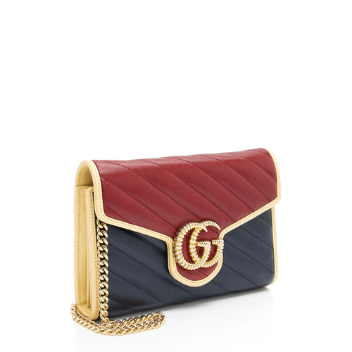 Gucci Matelasse Leather Torchon GG Marmont Mini Chain Bag (SHF-9uADNd)