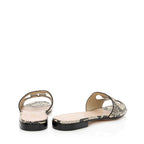 Gucci Python Embossed Leather Interlocking G Cut Out Slide Sandals - Size 7.5 / 37.5 (SHF-iUTWC2)