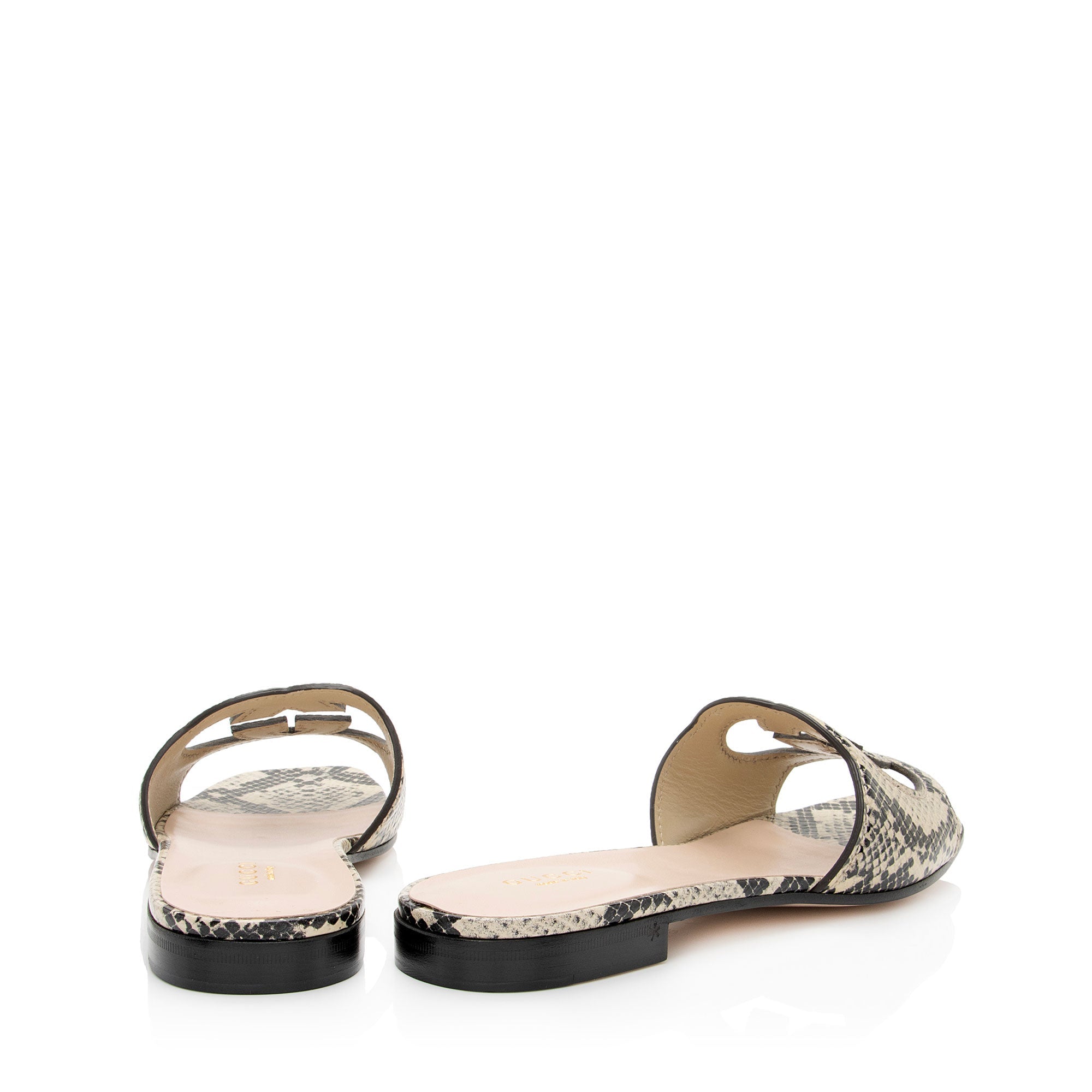 Gucci Python Embossed Leather Interlocking G Cut Out Slide Sandals - Size 7.5 / 37.5 (SHF-iUTWC2)