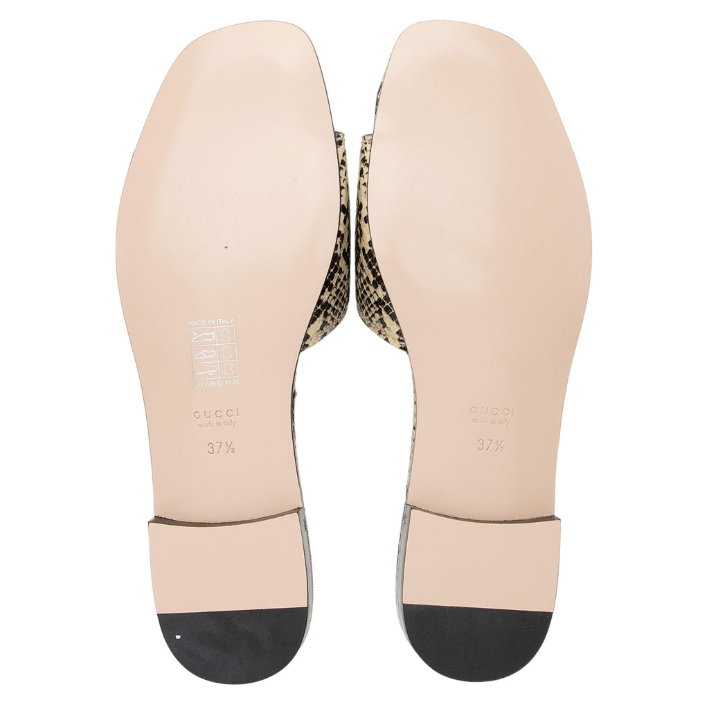 Gucci Python Embossed Leather Interlocking G Cut Out Slide Sandals - Size 7.5 / 37.5 (SHF-iUTWC2)
