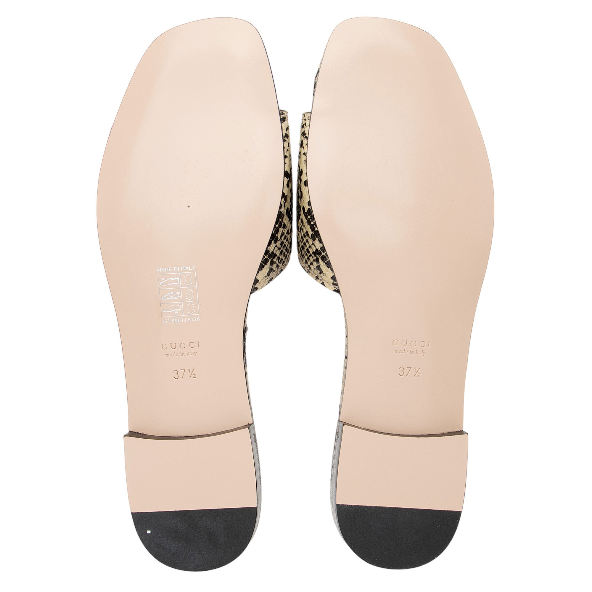 Gucci Python Embossed Leather Interlocking G Cut Out Slide Sandals - Size 7.5 / 37.5 (SHF-iUTWC2)