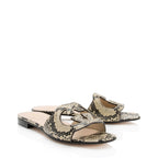 Gucci Python Embossed Leather Interlocking G Cut Out Slide Sandals - Size 7.5 / 37.5 (SHF-iUTWC2)