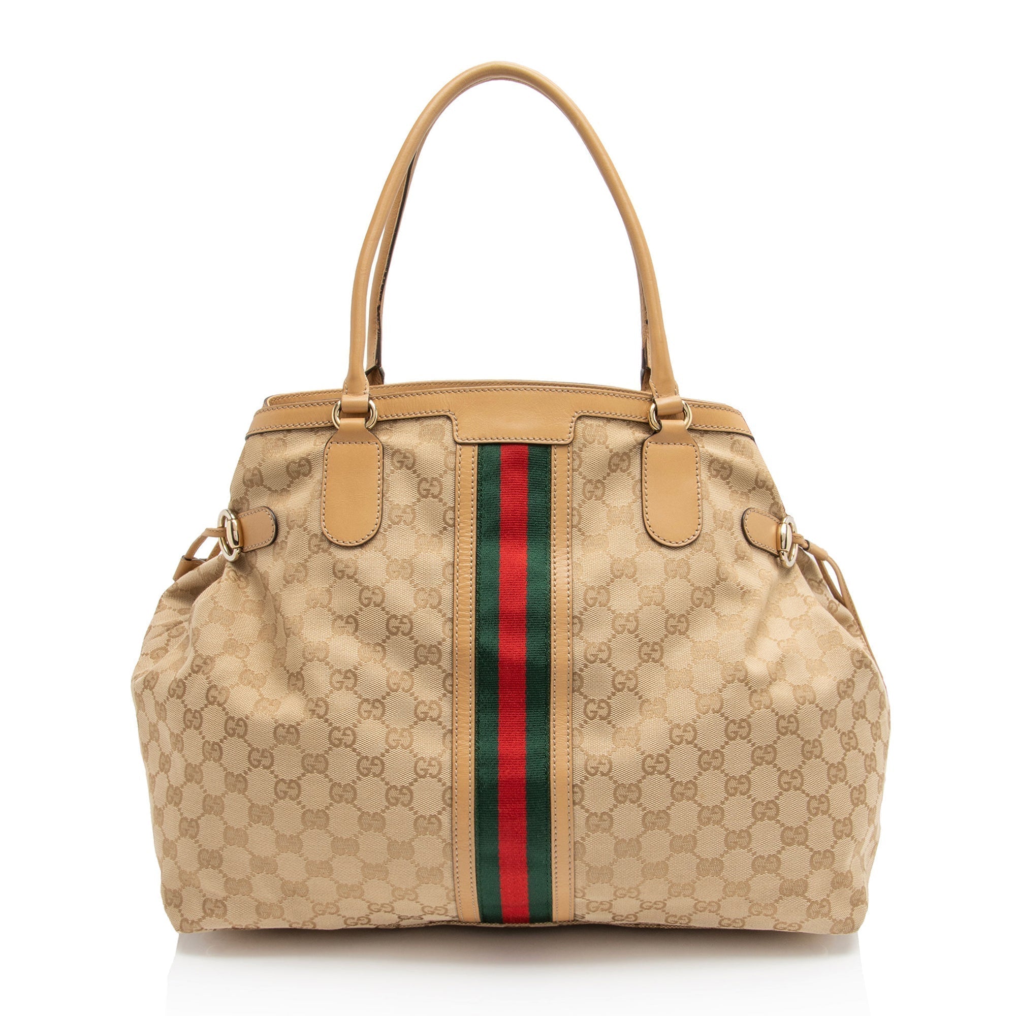 Gucci Vintage GG Canvas Web Tassel Tote (SHF-S7CL5b)