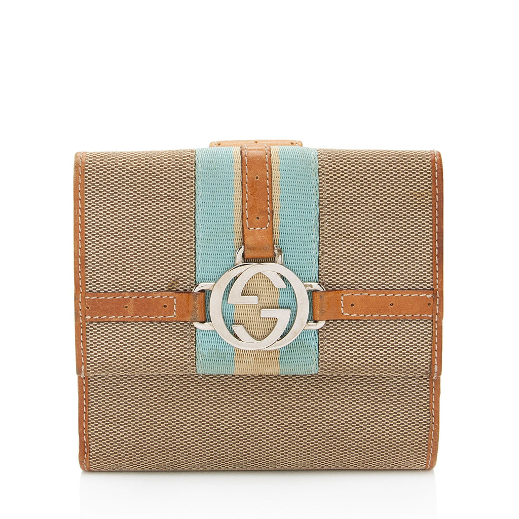 Gucci Vintage Canvas Reins Compact Wallet (SHF-DnuUjy)