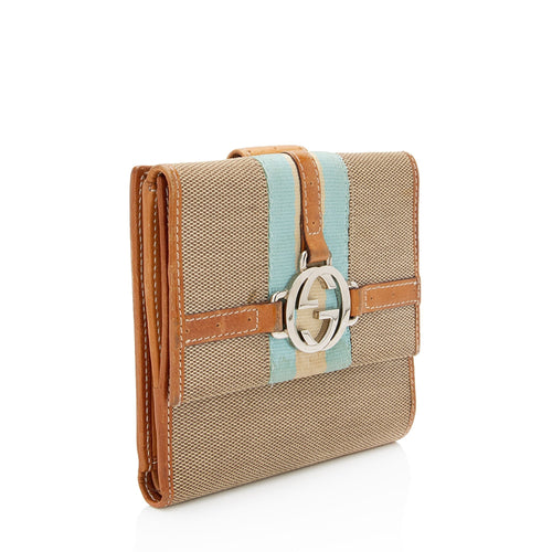 Gucci Vintage Canvas Reins Compact Wallet (SHF-DnuUjy)